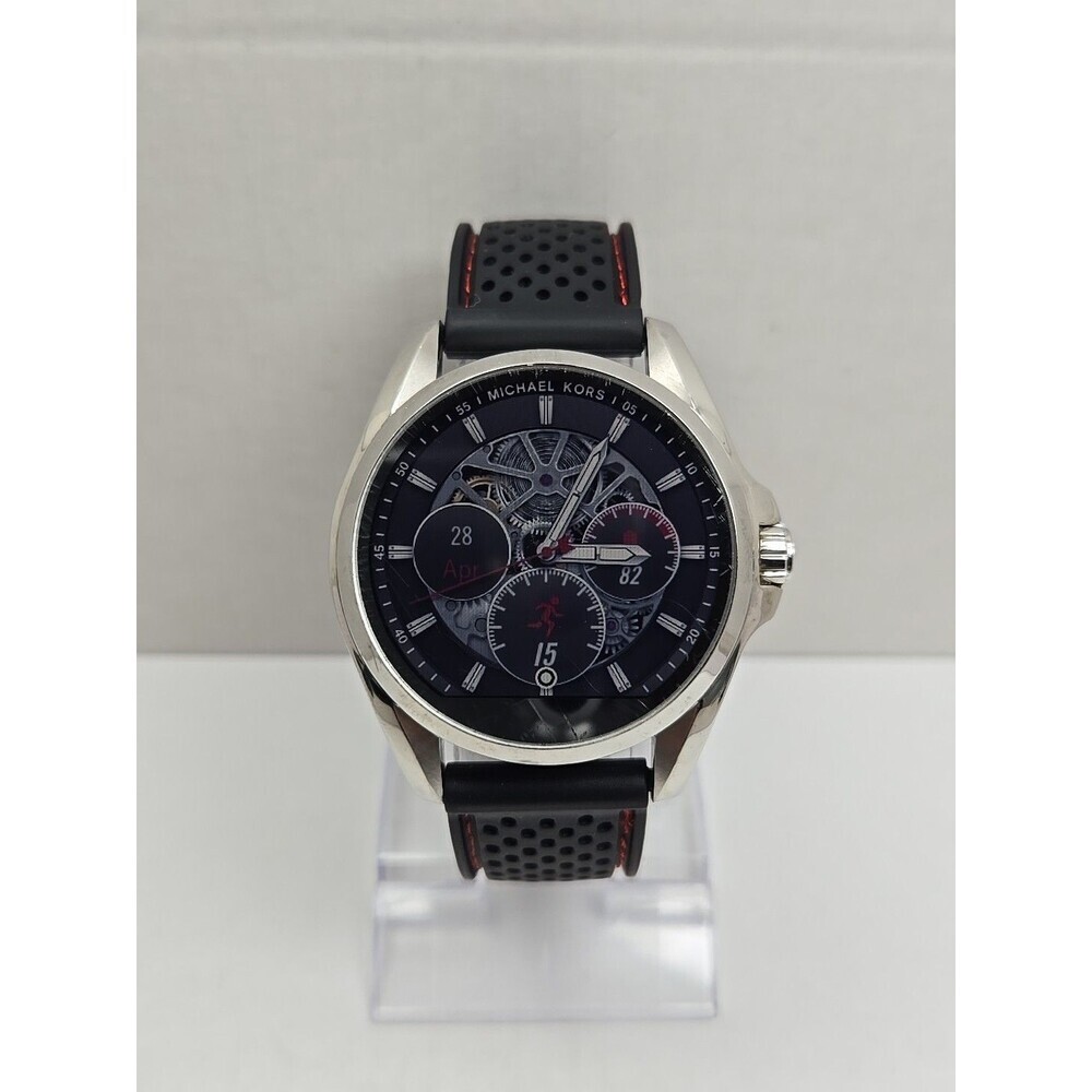 Michael Kors Access Bradshaw MKT5000 DW2C Silver Smartwatch Black Silicone Band